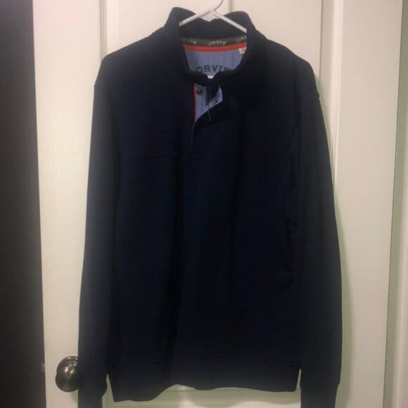 Orvis men’s navy zip snap pullover gently used size M - Picture 1 of 4